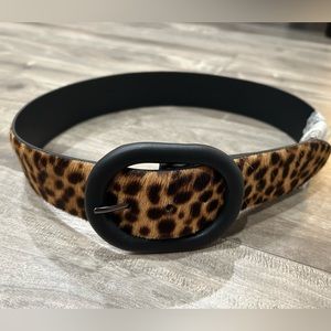 Rebecca Minkoff Women Leather Belt Black/Leopard